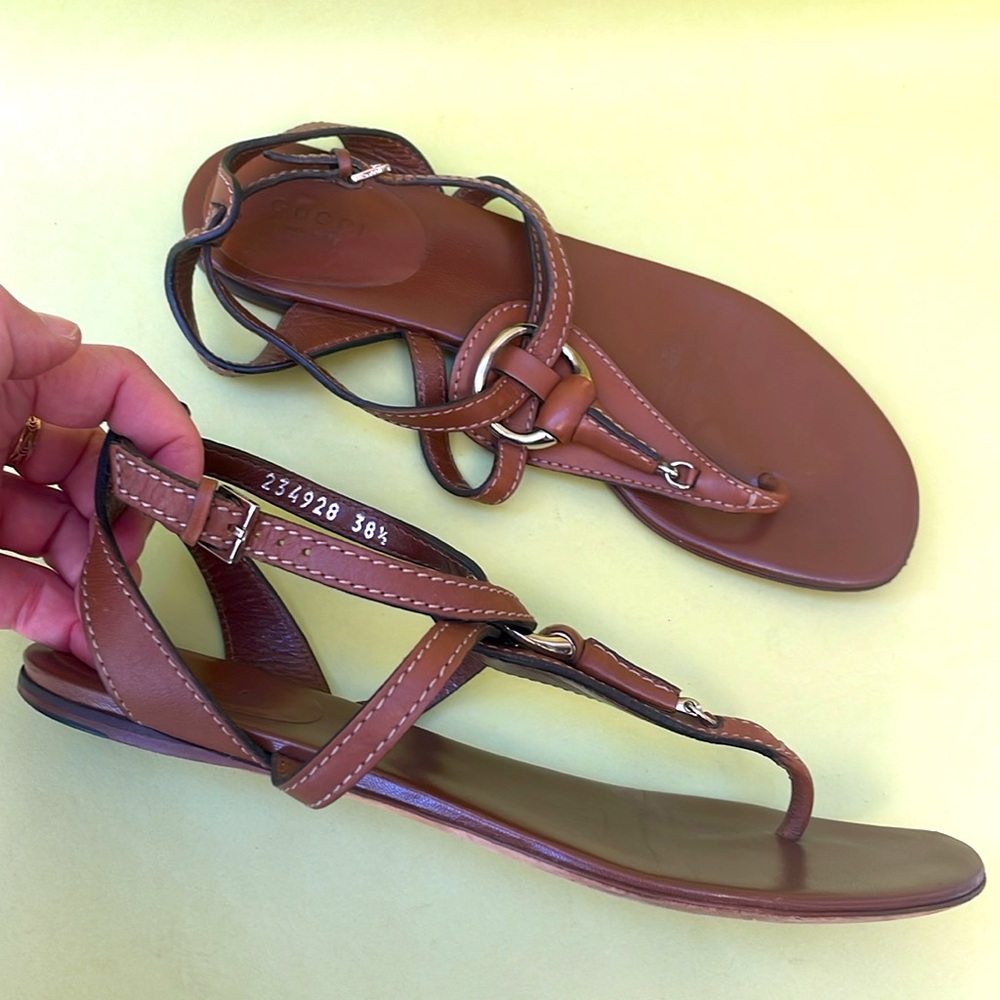 Vintage brown/silver Gucci all leather shoes with dust bag - Picture 6 of 15